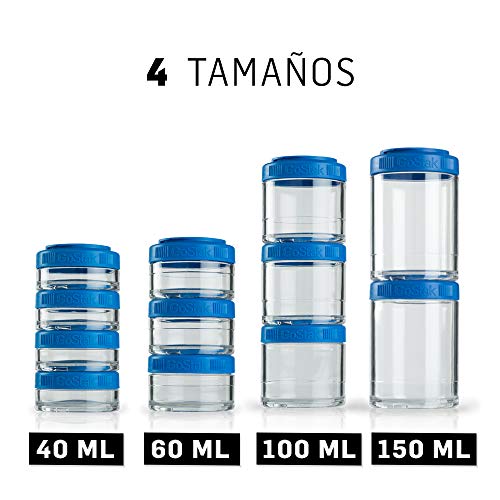 BlenderBottle 500900 GoStak Twist n' Lock Storage Jars, 4-Piece Starter Pak, Cyan