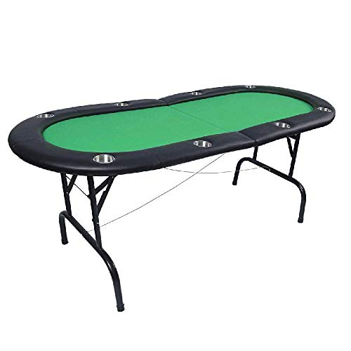 IRONWALLS 72''x33''x30'' Foldable Poker Table 8 Player Folding Poker Play Card Casino Game Table Oval Green