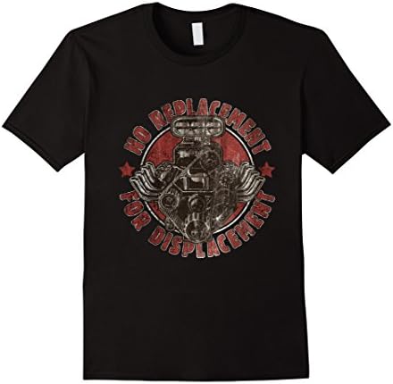 Mens V8 Engine T Shirt Distressed No Replacement for Displacement 2XL Black