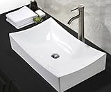 Comllen Above Counter Rectangle White Porcelain Ceramic Bathroom Vessel Sink Art Basin