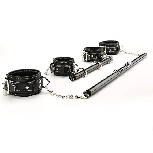 2pcs Black Expandable Spreader Bar with 14pcs Adjustable Straps Kit for Home Gyms Yoga (Black Kit) - Thumbnail 4