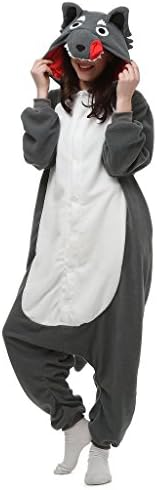 VenusDress Pajamas Anime Costume Adult Animal Onesie Gray Wolf Cosplay