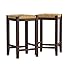 Bar Stool, 24-Inch Rush Seat Walnut Finish S/2, Set Of Two