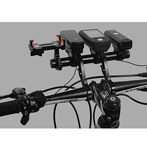 Eyours 7.88" Bike Double Handlebar Extender Carbon Fiber Mount Holder for Bicycle Accessories Flashlight Lamp Phone (Black+Black)