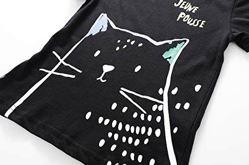 BIBNice Little Boys Clothes Short Sleeve Shirts Sets Cotton Cat Size 6t - Thumbnail 4