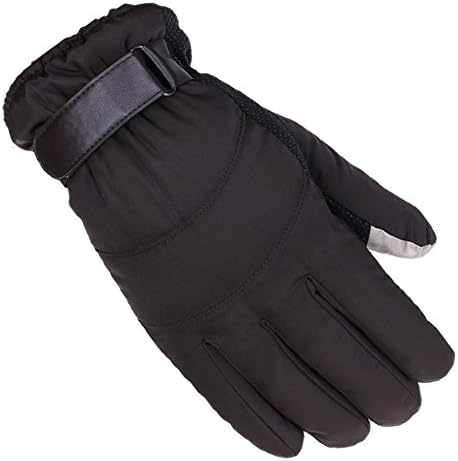 Men Winter Gloves Touch Screen Gloves Anti-slip Sports Gloves Waterproof Ski Gloves Fleece Liner (Black)