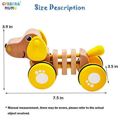 GYBBER&MUMU Playful Puppy Wooden Pull Toy Preschool Solid Wood Educational Toys for Toddlers Ages 12 Months +