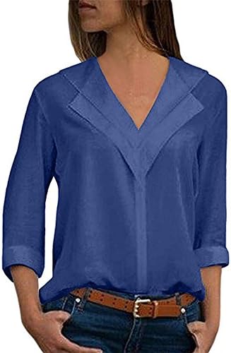 Gorday Women Pullover Tops Leopard Print V Neck 3/4 Sleeve Sweatshirts Blouse Casual Loose Shirts Tunics