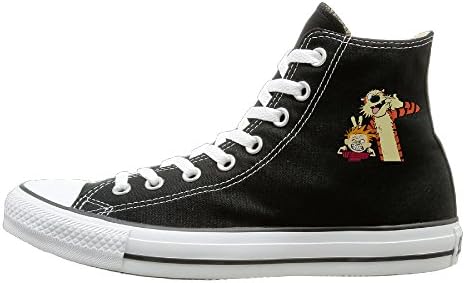 JayKi Calvin And Hobbes Women Men Canvas Sneaker High Top Shoes 40 Black