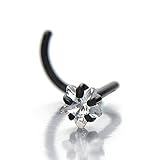 Black Stainless Steel Screw Nose Rings Studs with Star Cubic Zirconia Body Jewelry Piercing