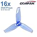 16pcs Gemfan Flash 2540 3-Blade Propeller 2.5inch Triblade Props Compatible with 1105 1106 Brushless Motor for DIY Micro FPV Drone Quadcopter (Transparent Blue)