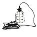 Rustic State Vintage Design Curved Metal Wire Cage Pendant Lamp with 15’ Plug-in Fabric Cord Toggle Switch and Edison Light Bulb in Black
