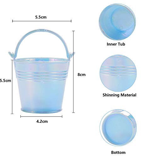 Mini Bucket Set Mini Pails with Handle Party Favor Gift BucketBucket Flower Holder Decorative Mini Bucket Candy Box Buckets for DIY Craft Baby Showers Bridal Shower Wedding Party Blue