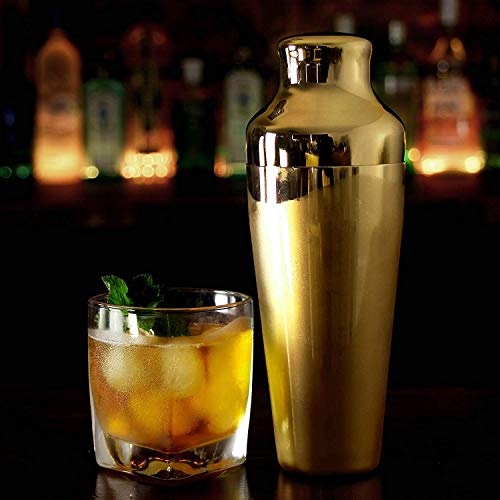 Cocktail Shaker - 17oz Parisian Cocktail Shaker, Stainless Steel Cocktail Shaker, Essential Bartender Tool - CTSK012 (Gold) - Thumbnail 4