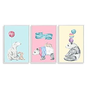 Framed Canvas Wall Art for Living Room, Bedroom Cute Animals Baby Room Canvas Prints for Home Decoration Ready to Hanging - 16"x24"x3 Panels