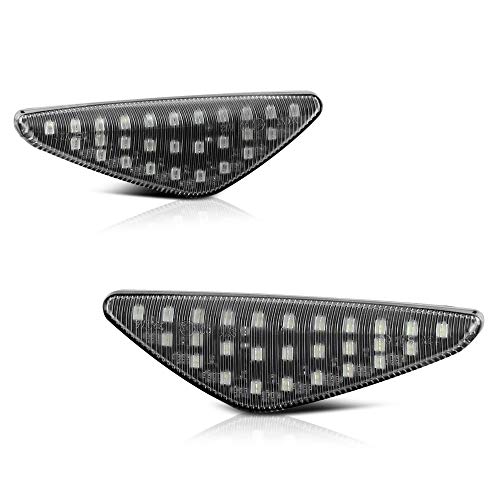 VIPMOTOZ Black Housing Full LED Front Fender Side Marker Light Turn Signal Lamp Assembly Replacement Pair For BMW F25 E70 E71 E72 X3 X5 X6 SUV Driver & Passenger Side
