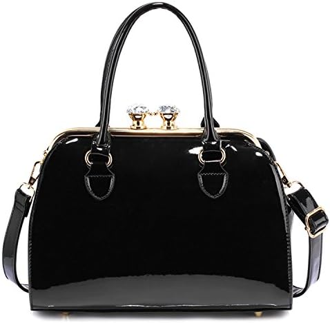 Xardi London New Medium Diamante Clasp Women Handbags Patent Faux Leather Ladies Shoulder Bag