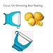 HEWADY Upgraded Magic Trio Vegetable Stainless Steel Blades with Non-Slip Handles Peeler for Potato Fruit 3 pcs Blue