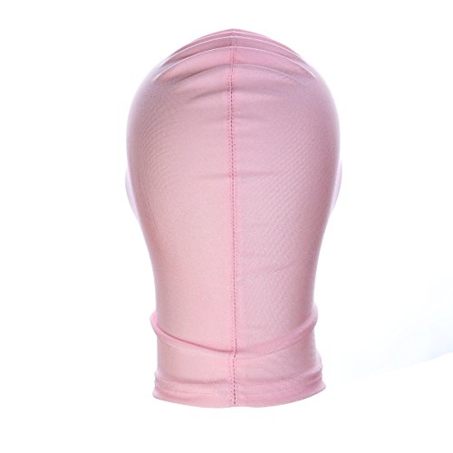 HOT TIME Unisex Lycra Spandex Zentai Hood Mask (S-Small, Pink-Open Eyes Mouth)
