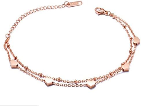 Heart Rose Daisy Flower Charm Link Bracelet in Rose Gold Jewelry for Mother's Day Friendship Christmas Stainless Steel Adjustable Size Bracelets for Women Girls Her