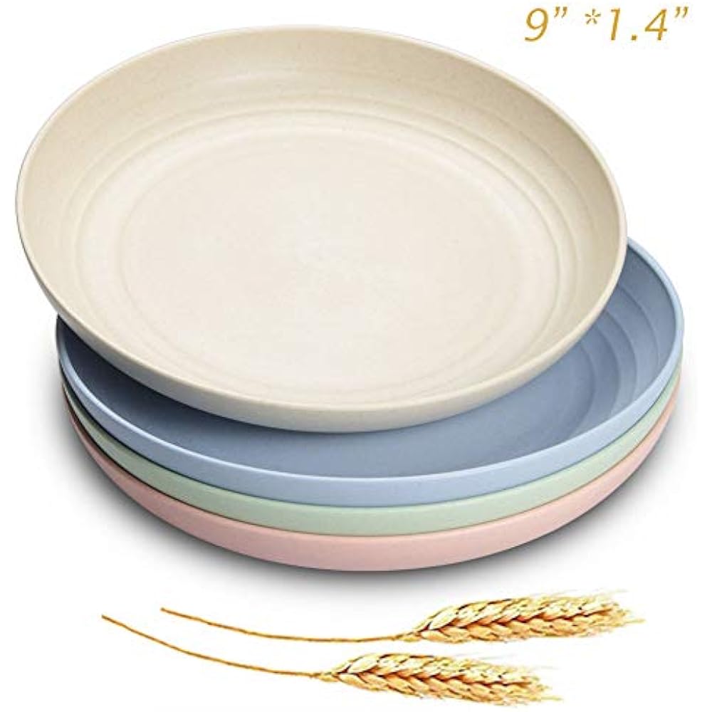 JUCOXO Lightweight Unbreakable Wheat Straw Plates 9'' X 1.4" Deep