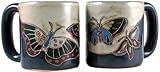One (1) MARA STONEWARE COLLECTION - 16 Oz Coffee/Tea Cup Collectible Tan Dinner Mugs - Butterfly Design
