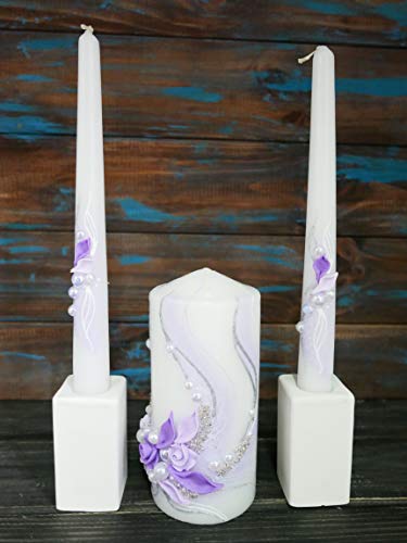 Magik Life Unity Candle Set for Wedding - Wedding décor & Wedding Accessories - Candle Sets Violet Wave