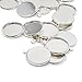 Honbay 20PCS Round Bezel Pendant Trays Blank Bases Cabochon Settings Trays for Jewelry Making (16mm)