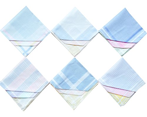 La closure Womens Colored Stripe Border Soft 100% Cotton Handkerchiefs Bulk Pack