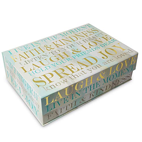 Tri-Coastal Design Decorative Nesting Storage Boxes with Lids Stackable Box Set with Laugh & Love Designs - Rectangle Cardboard Containers for Storage and Organization - Small, Medium, and Large