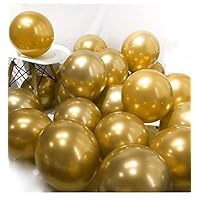 BALONAR 3.2g 12Inch 100pcs Metallic Chrome Balloon in Gold for Wedding Birthday Party Decoration (Gold)