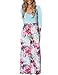 SUNNOE Women's Floral Printed 3/4 Sleeve Scoop Neck High Waist Party Maxi Long Dress Vacation Dress Floor Length