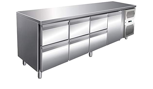 Mesa de refrigeración con 1 puerta y 6 cajones, mesa de ...