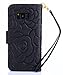 FLYEE Case Compatible with Galaxy S8 (5.8 inch,Released in 2017),Wallet Case for Women and Girls with Card Holder,Premium Flip PU Leather Protective Case with Wrist Strap-Embossed Flowers Black