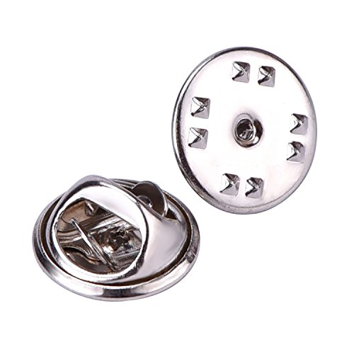 Mudder 50 Pieces Brass Butterfly Clutch Badge Insignia Clutches Pin Backs Replacement (Silver)