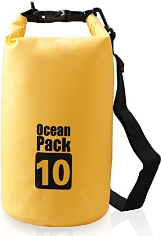 Campeador Waterproof Dry Bag Floating Ocean Rucksack Backpack Lightweight Stuff Sack with Adjustable Shoulder Strap (Yellow, 10L)