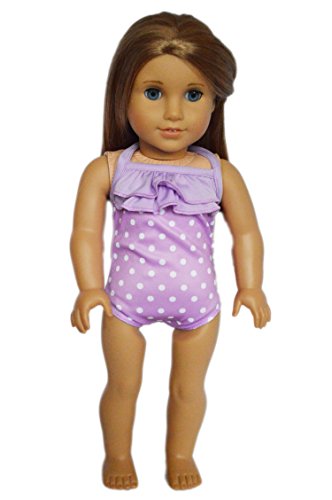 Brittany's My Lavender Dot Swimsuit Compatible with American Girl Dolls-18 Inch Doll Clothes