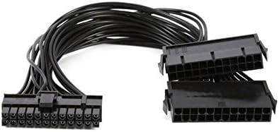 AYA 11" (11-inch) 24-Pin (20+4) Male to Dual 24-Pin Female PSU ATX Cable Adapter