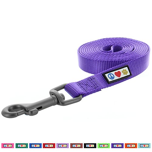 Pawtitas Pet Soft Adjustable Solid Color Nylon Puppy / Dog Leash 6 feet Extra Small / Small 5/8 Inch Purple - Thumbnail 3
