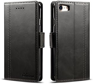 iPhone 8 Case,iPhone 7 Case,AliceTop Luxury Wallet Stitching Leather Card Holster Purse Case Stand TPU Cover (iPhone 8 7, Black)