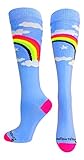 MadSportsStuff Neon Rainbow Clouds Over The Calf Athletic Socks