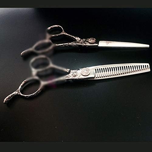 Ysprings 6-inch Hairdresser Professional Hairdressing Suit, Big Samurai High-end Haircut Flat Scissors + Tooth Scissors Set (Color : Gold)