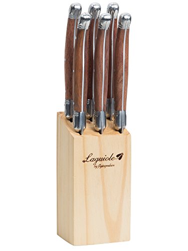 FlyingColors Laguiole Steak Knife Set. Stainless Steel, Wood Block,
Wood Handle, 6 Pieces