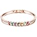 Menton Ezil Vintage Owl Charm Adjustable Bracelet Rose Gold Crystal Bracelets with Lobster Clasp Jewelry (Rainbow Purple)