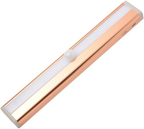 TINGQIAO Portable 10 LED Wireless Auto Motion Sensing Light Bar(Battery Operated),Infrared Induction lamp with Magnetic Strip Stick-on Anywhere such as Cabinet,Hallway,Closet(ROSE GOLD-WHITE LIGHT)