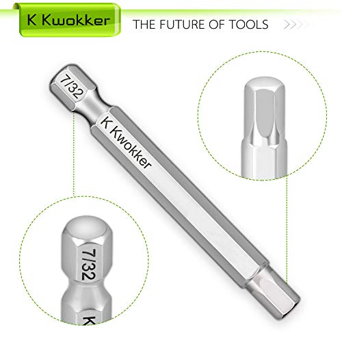 image for K Kwokker 20 x 1/4 Inch Hex Head Allen Wrench Drill Bit Set Standard &