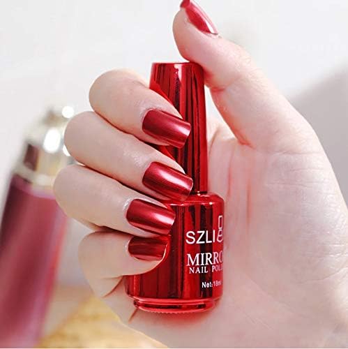 ISHOWTIENDA 100% Brand New Metallic Nail Polish Magic Mirror Effect Chrome Harmless Long-Lasting Nail Art Polish Varnish 18ml Metallic Nail Polish Magic Mirror Effect Chrome Nail Art Polish (IS04)