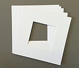 Pack of 5 10x10 Square White Picture Mats with White Core Bevel Cut for 6x6 Pictures