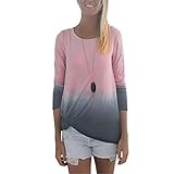 Eshion Women's 3/4 Sleeve Ombre Summer Top Casual Loose Blouse