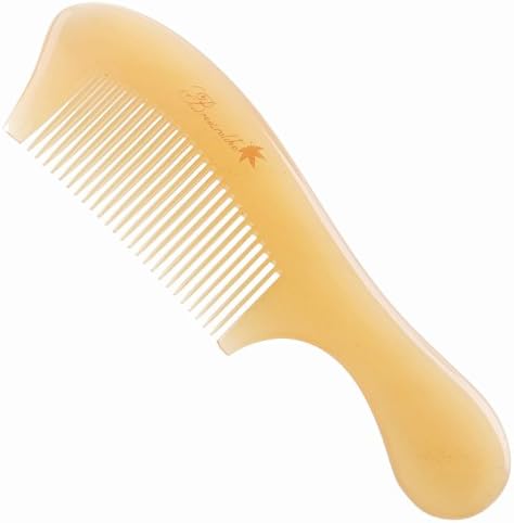 Breezelike Big Size Hair Comb For Women - No Static Super Thick Natural Sheep Horn Comb - Handmade Sturdy Detangling Fine Tooth Comb with Gift Box